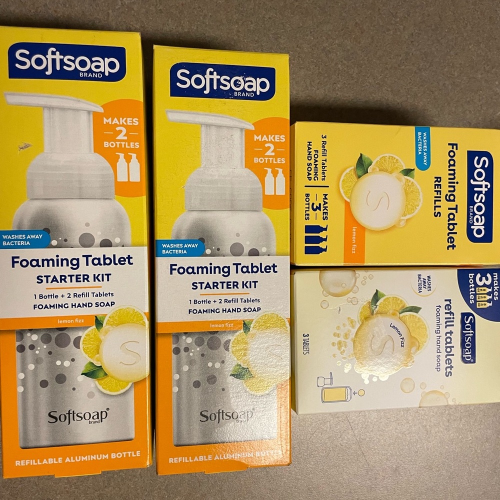 Two Lemon Softsoap Starters (2 tablets ea) and Two Refill Boxes (3 tablets ea)